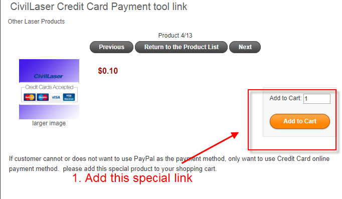 NakuLaser Credit Card Payment tool link Special product